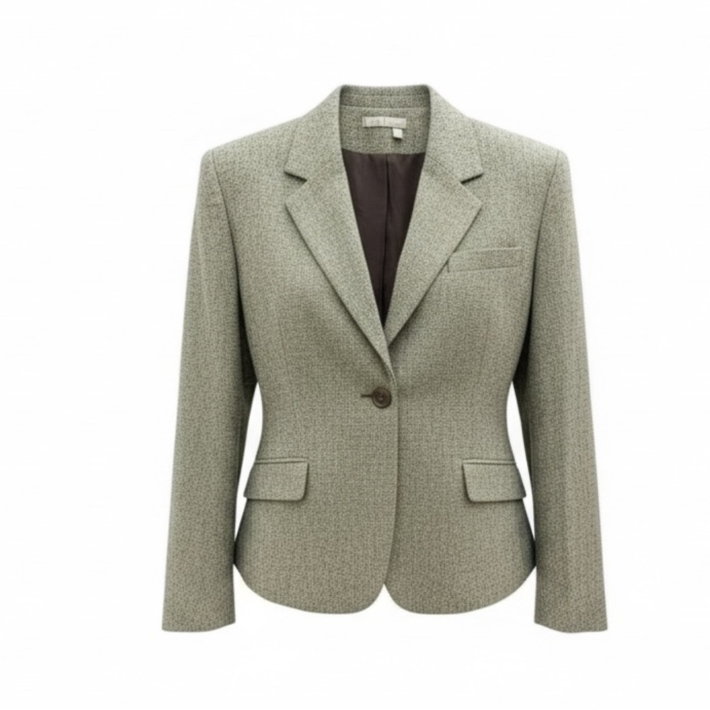Tristan & Iseut Fitted Light  Gray/Brown Blazer, Lightly Padded Shoulders